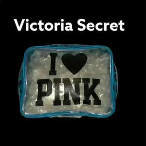 VICTORIA SECRET MAKEUP CASE BAG WITH BLUE LEOPARD ANIMAL PRINT